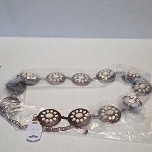 1pc Women's Western  Antique Bronze White Turquoise  Waist Chain Belt